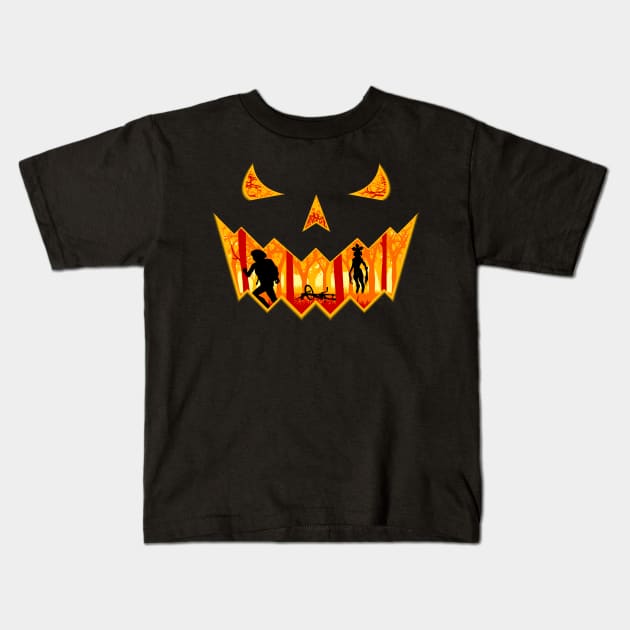 Stranger Pumpkin Kids T-Shirt by lallama